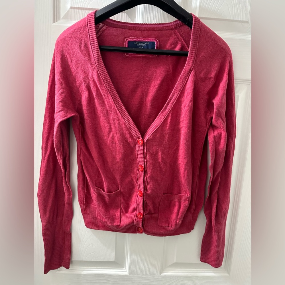 American Eagle Outfitters Raspberry Pink Cardigan Size XL